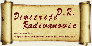 Dimitrije Radivanović vizit kartica